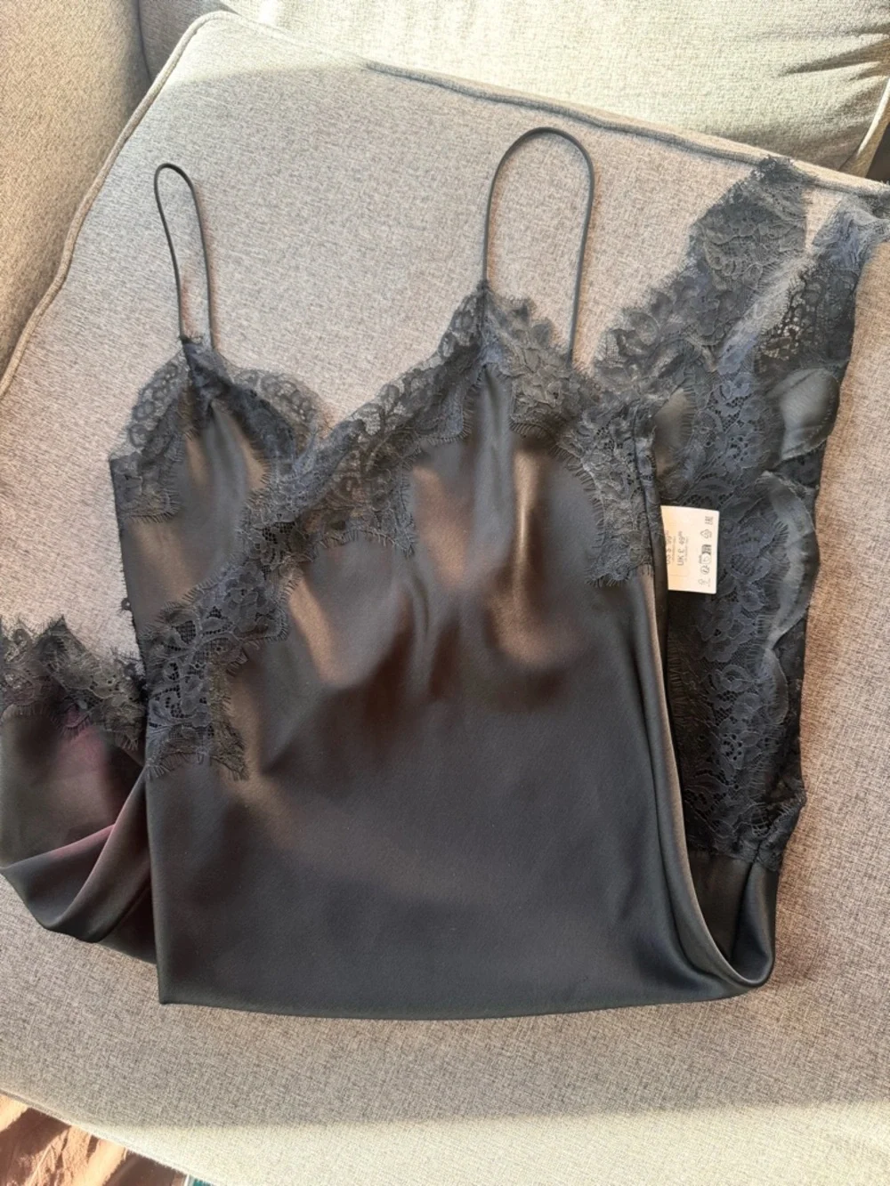 Zara ZW Collection Black Asymmetric Lace Slip Dress - Picture 4 of 7